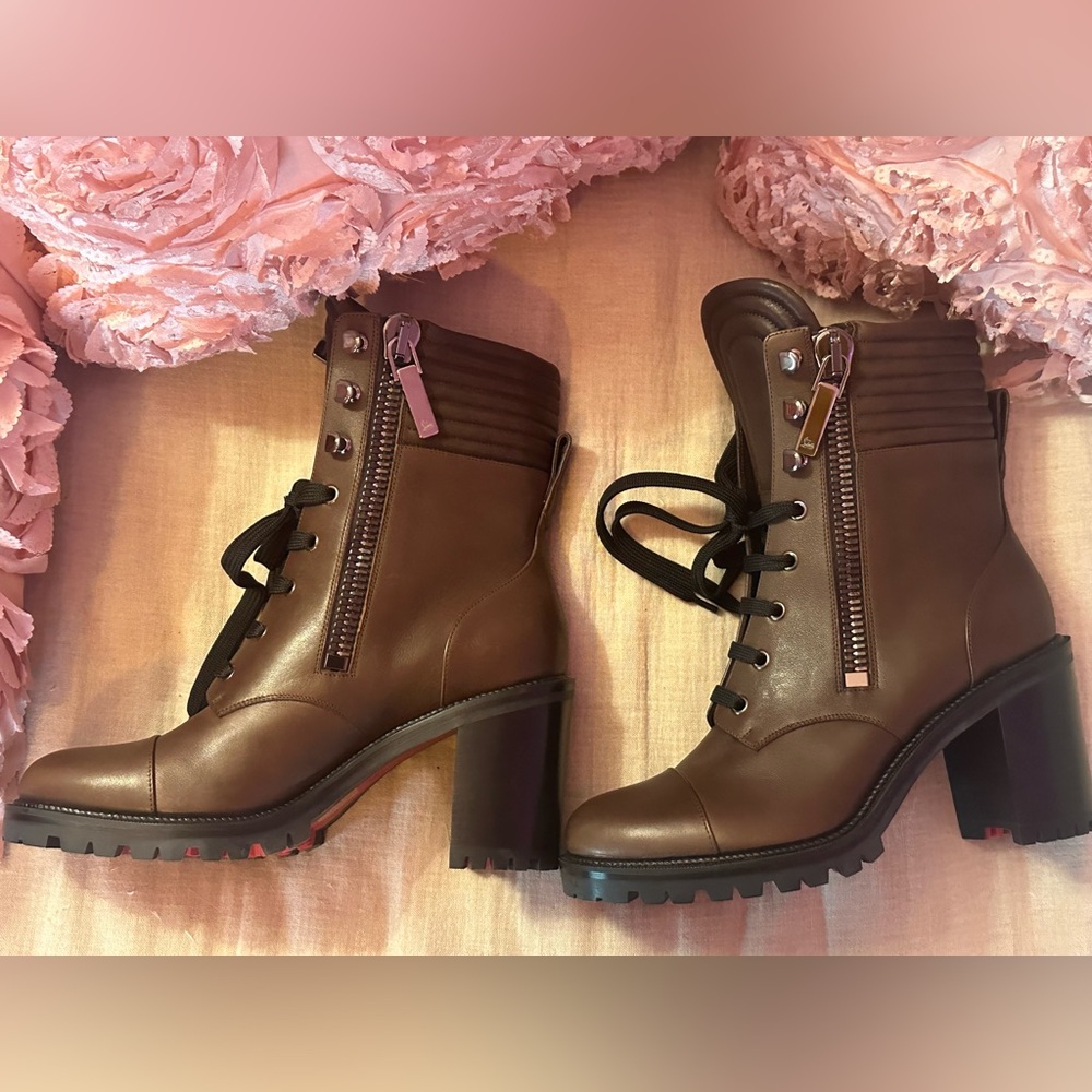 Christian Louboutin “En Hiver 70”Combat Boot, W/Double zippers, Authentic New